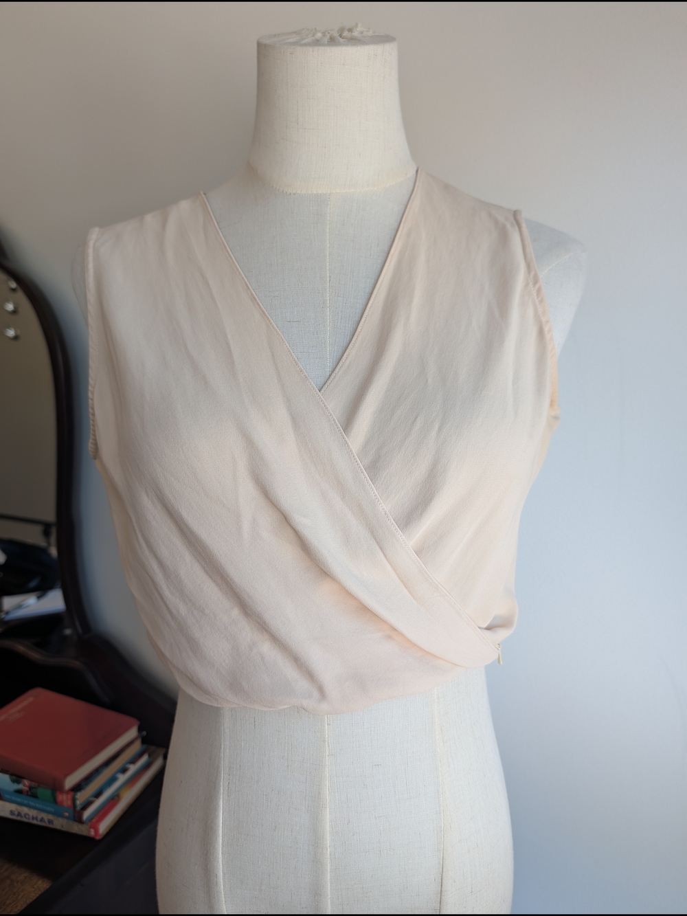 Anne Klein Soft Cream Sleeveless Wrap Crop Top